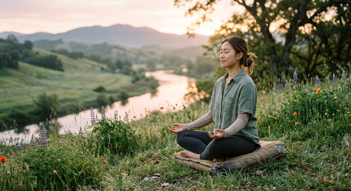 Ung voksen praktiserer mindfulness og mental velstand som del af deres rygestop-strategi